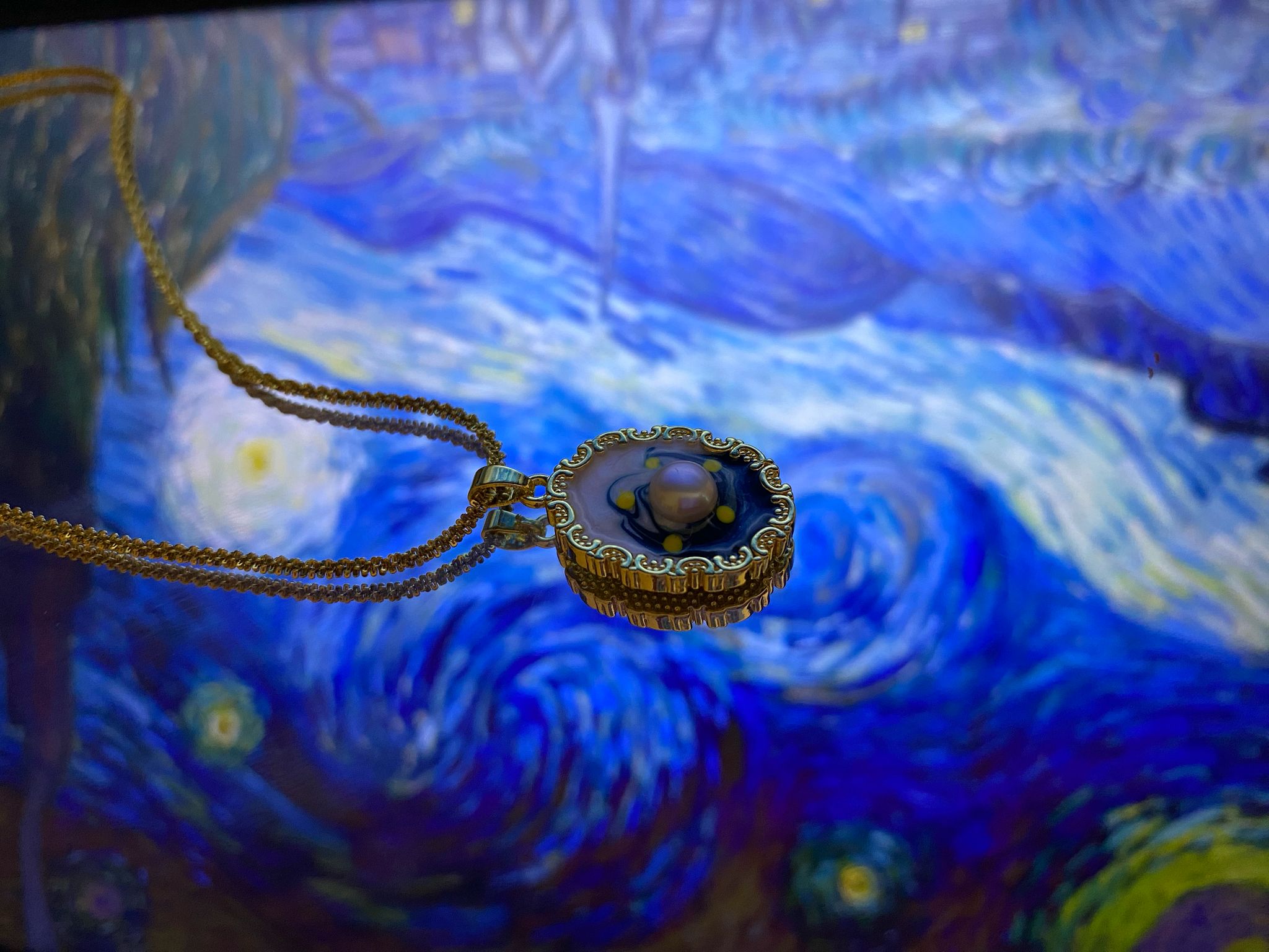 Van Gogh Yıldızlı Gece Sanat Kolyesi - Görsel 3