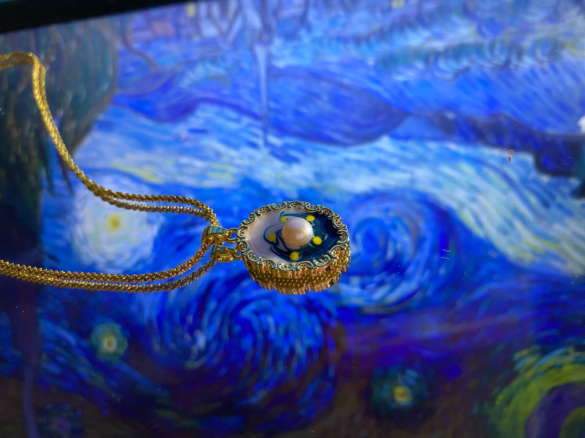 Van Gogh Yıldızlı Gece Sanat Kolyesi - Görsel 2